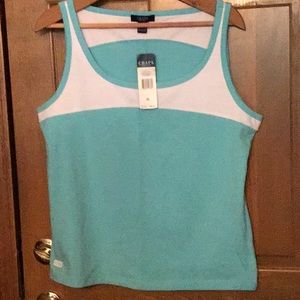 Chaps Aqua and White Tank Top